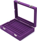 Velvet Glass Ring Jewelery Display Storage Box Tray Case Holder Earring Organizer Stand (Purple)