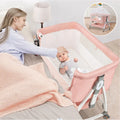 CozyNest Folding Baby Bassinet - Portable Travel Crib with Wheels, Pink