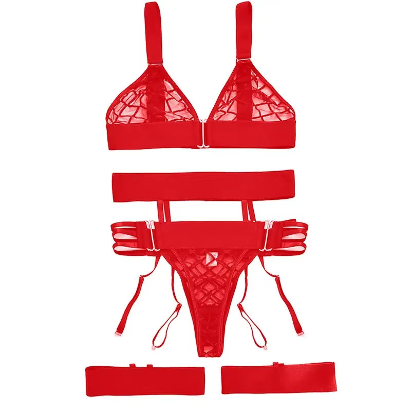 Sexy Transparent Bra and Panty Garters Lingerie Underwear Set Sexy Sling Bra Brassiere Suit Temptation Costumes Women