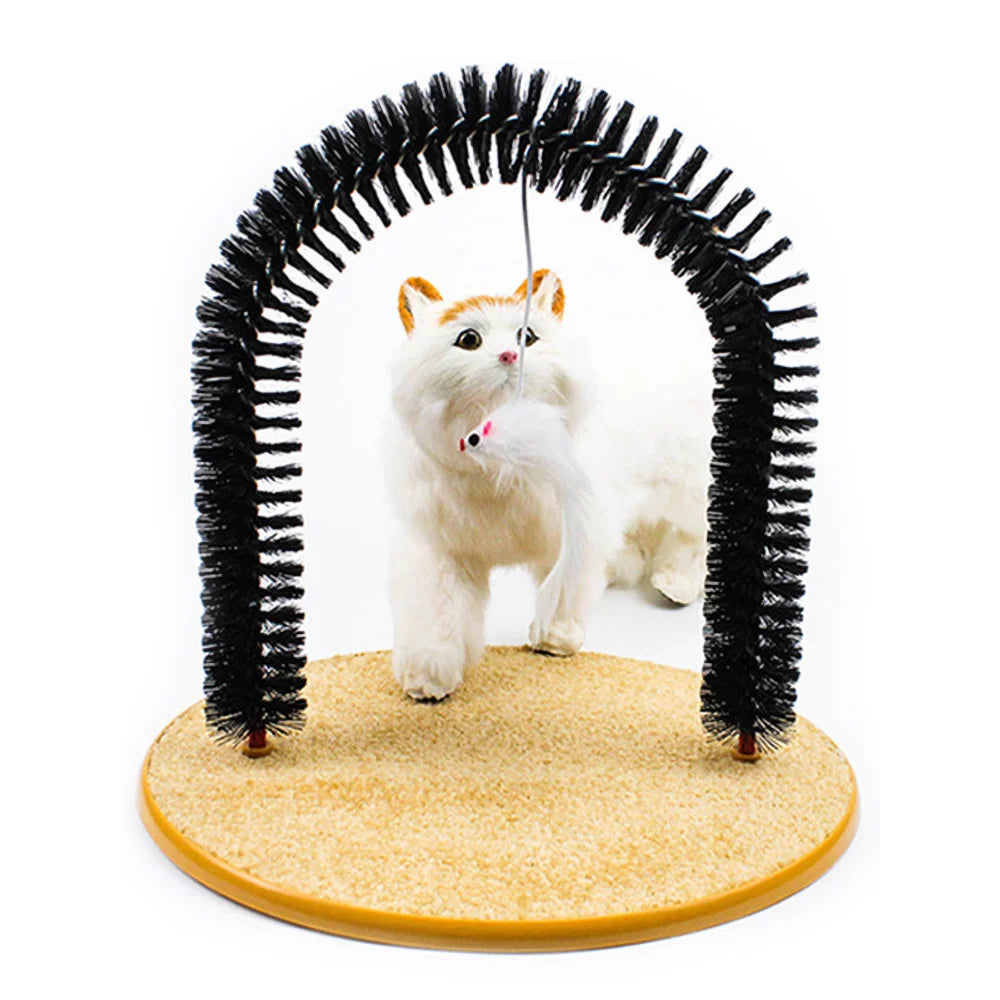 Cat Toys Arch Self Groomer Cat Massager,Cat Hair Brush for Grooming with Sturdy Cat Scratching Pad and Catnip Toy,Cat Face Scratchers,Durable Brusher,Cat Rubbing Post & Scratcher